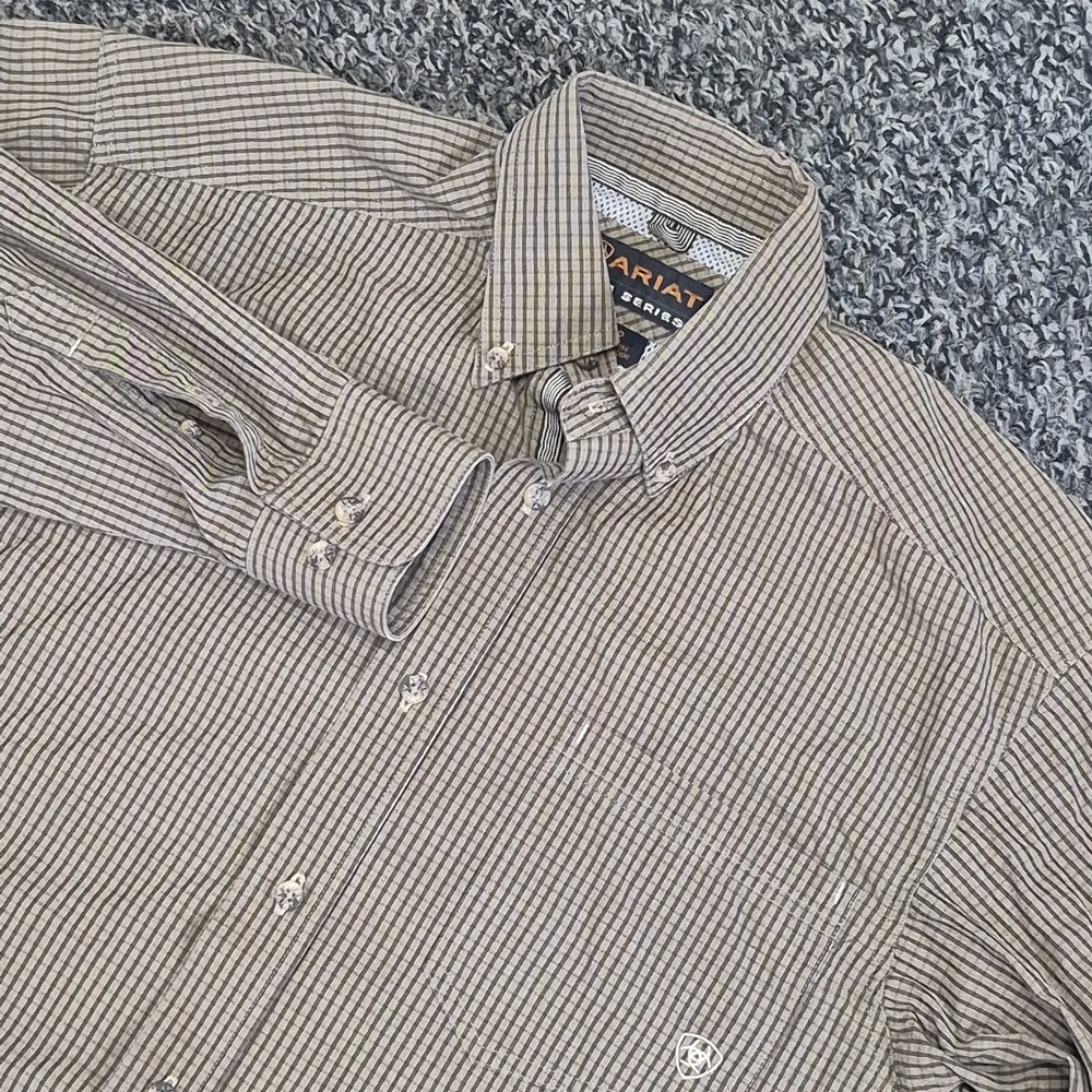 Ariat Pro Series Shirt Mens Small Brown Plaid Button Down Outdoor Fishing Hiking